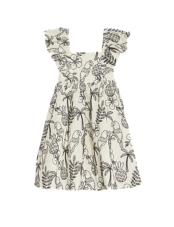 Pure Cotton Floral Embroidered Dress (2-8 Yrs)