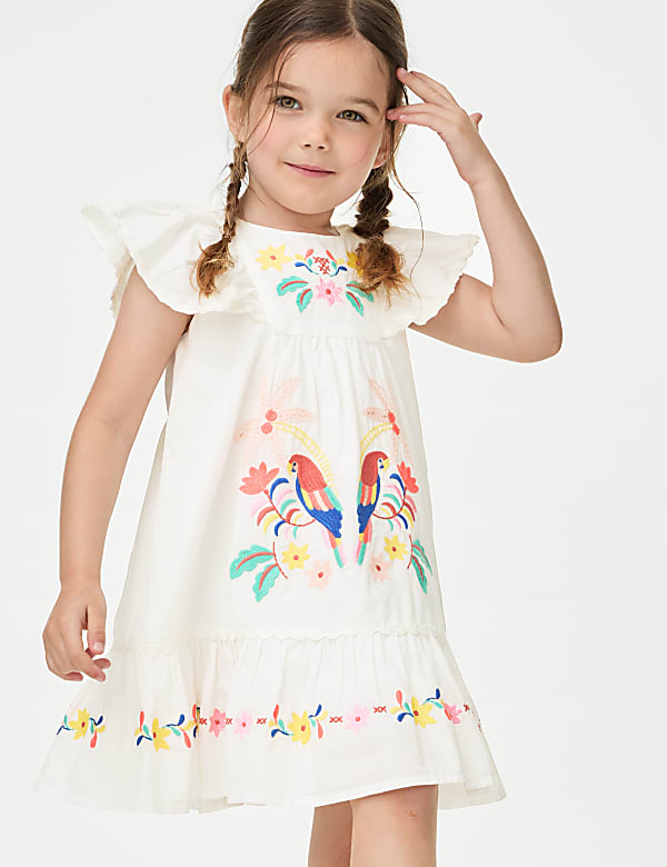 Pure Cotton Embroidered Dress (2-8 Yrs)