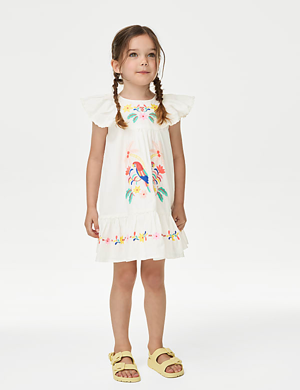 Pure Cotton Embroidered Dress (2-8 Yrs)