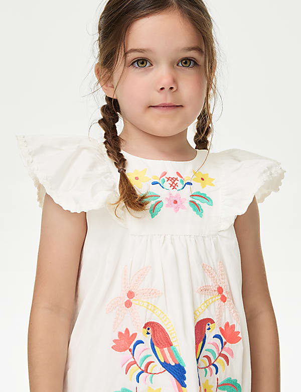 Pure Cotton Embroidered Dress (2-8 Yrs)