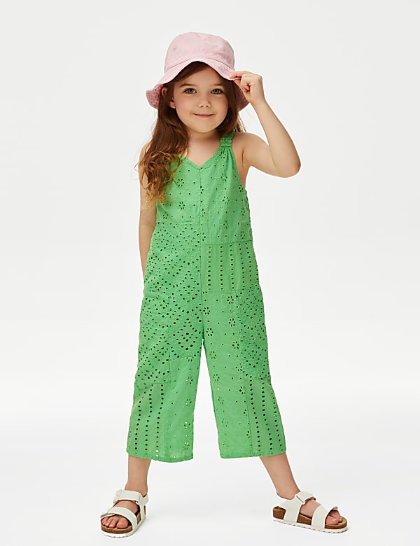 Pure Cotton Broderie Jumpsuit (2-8 Yrs) - LU