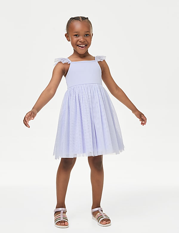 Cotton Blend Tulle Dress (2-8 Yrs) - HU