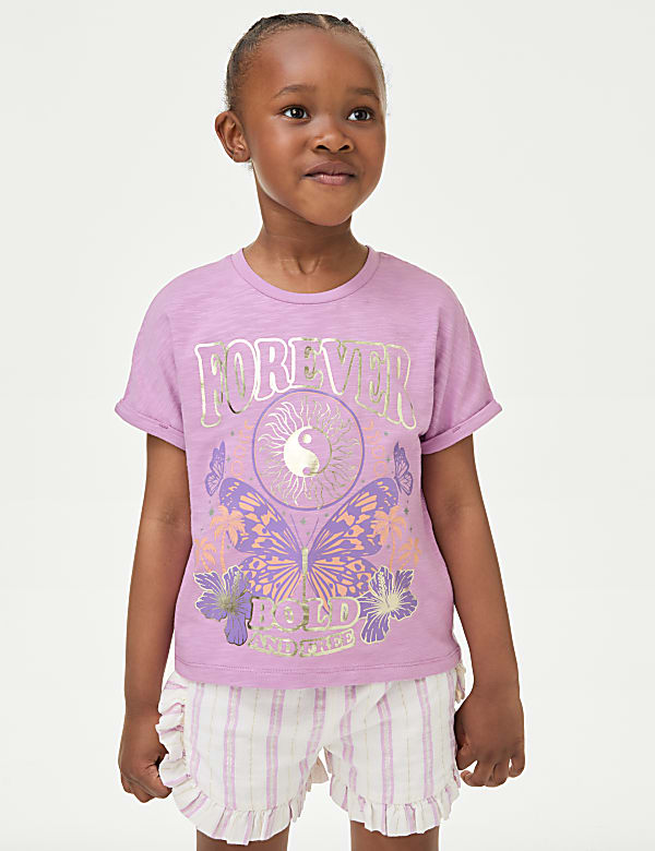 Pure Cotton Embellished T-Shirt (2-8 Yrs) - SI