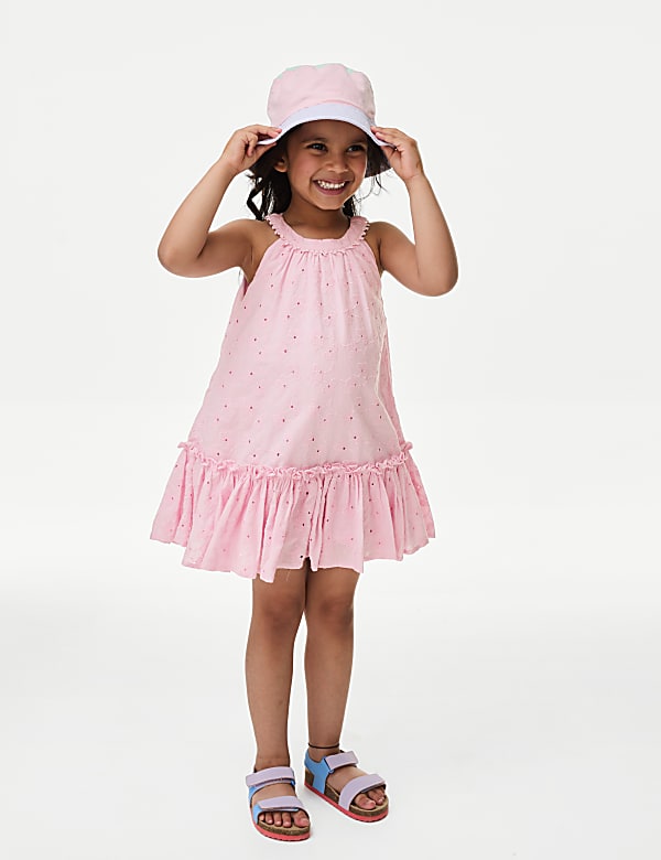 Pure Cotton Broderie Dress (2-8 Yrs) - GR