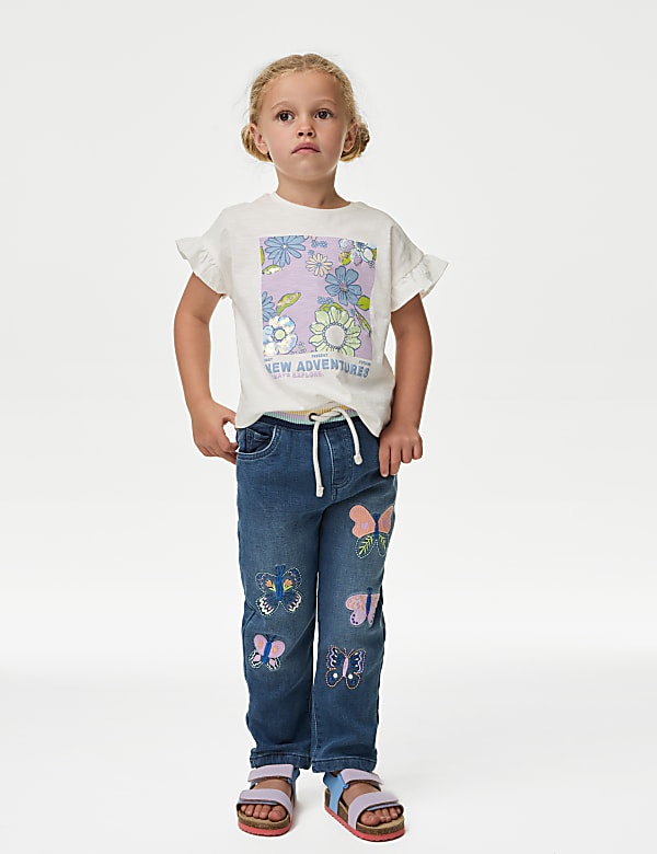 Jean en coton a taille elastique du 2 au 8 ans DENIM Jeans M S BE