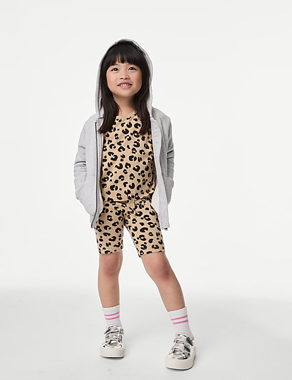 Cotton Rich Leopard Print Cycling Shorts (2-8 Yrs) - CY