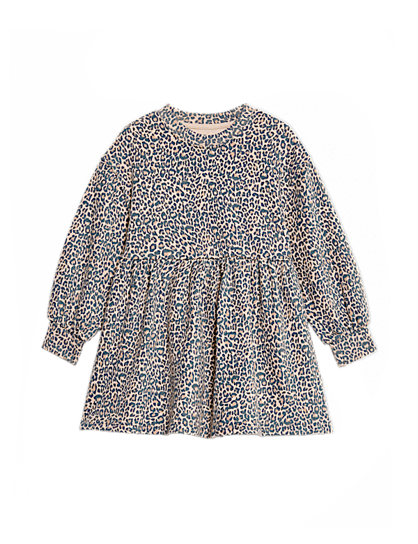 Cotton Rich Leopard Jumper Dress (1-8 Yrs)