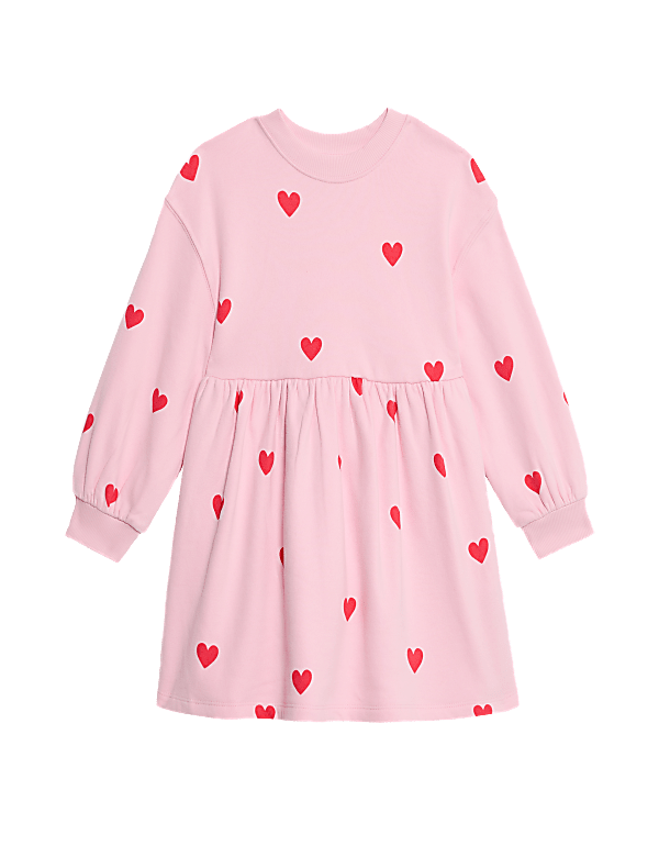 Cotton Rich Heart Jumper Dress (1-8 Yrs)