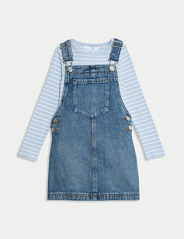 2pc Cotton Rich Denim Pinafore Outfit (2-10 Yrs) - CH