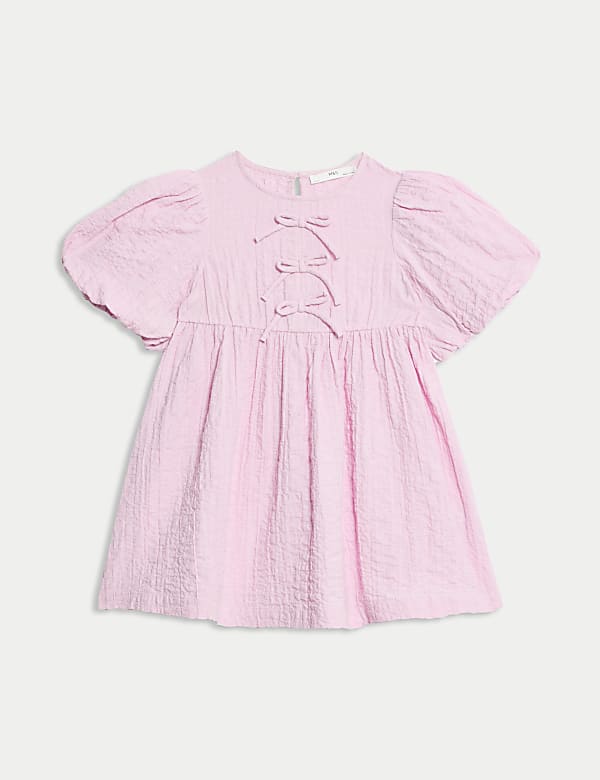 Pure Cotton Bow Dress (2-8 Yrs) - JO