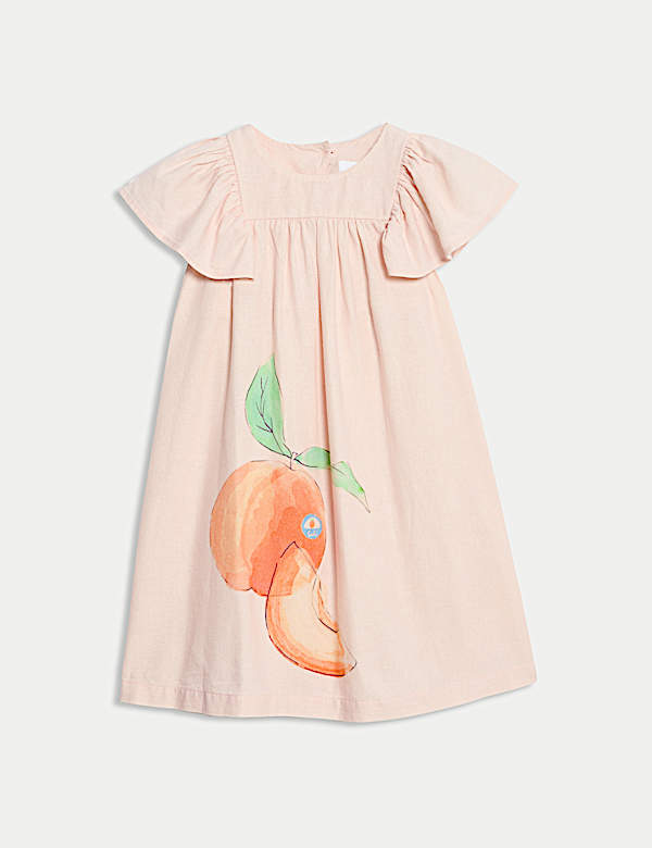 Ροδακινί φόρεμα με υψηλή περιεκτικότητα σε λινό (2-8 ετών) - GR