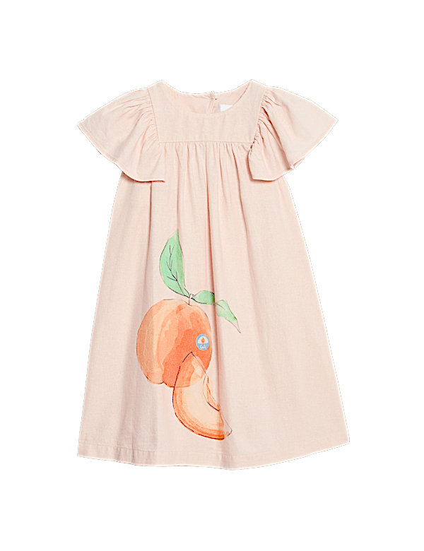 Linen Rich Peach Dress (2-8 Yrs)