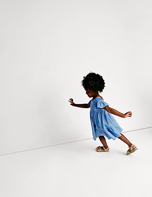 Linen Rich Frill Sleeve Woven Dress (2-8 Yrs) - CA