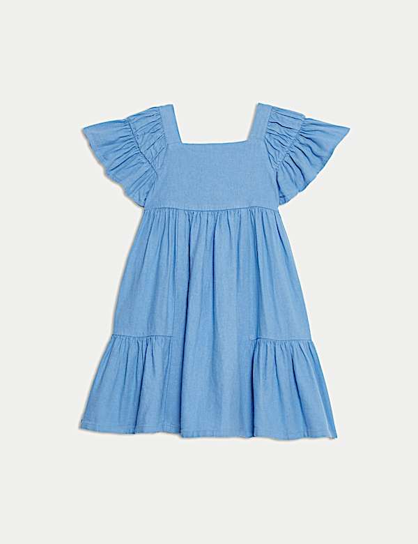Linen Rich Frill Sleeve Woven Dress (2-8 Yrs) - CA