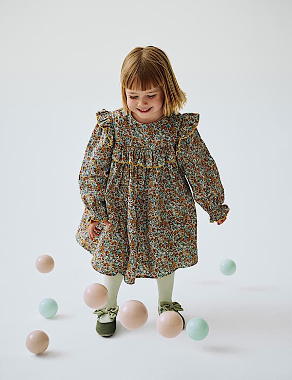 2pc Cotton Rich Floral Dress & Tights Set (1-10 Yrs) - BN