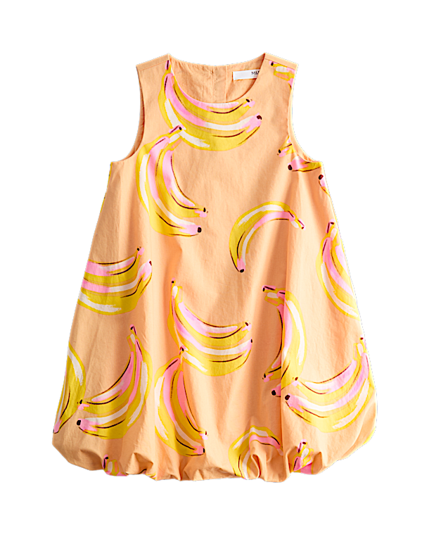 Pure Cotton Banana Puffball Dress (2-8 Yrs)