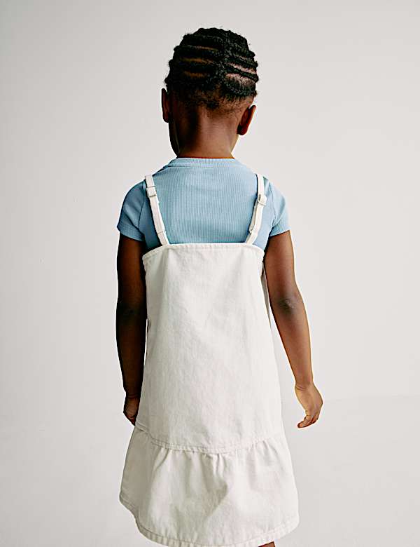 Embroidered Pinafore Dress and T-Shirt (2-16 Yrs) - CY