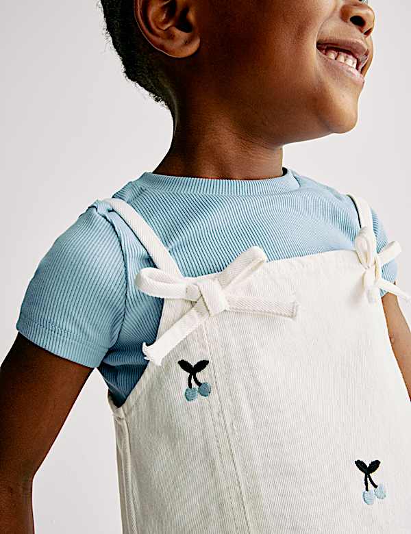 Embroidered Pinafore Dress and T-Shirt (2-16 Yrs) - CY