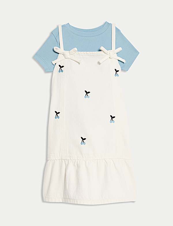 Embroidered Pinafore Dress and T-Shirt (2-16 Yrs) - CY
