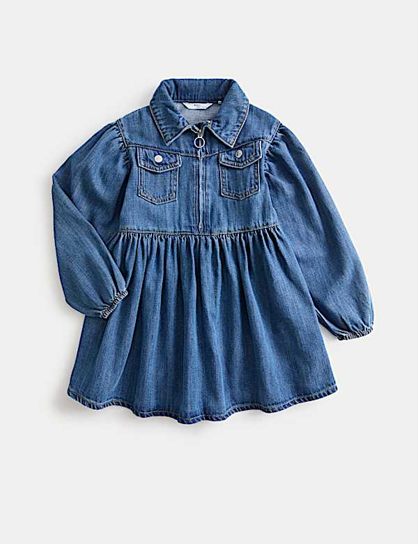 Cotton with Lyocell Denim Zip Dress (2-8 Yrs)