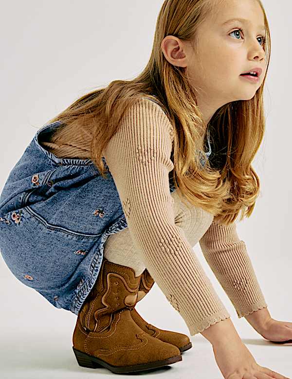 Denim-Sch&uuml;rzenkleid mit Stickerei (2&ndash;10 J.) - AT