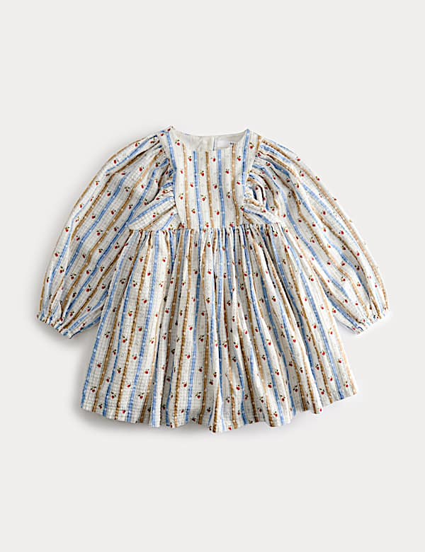 Pure Cotton Striped Floral Dress (1-8 Years) - UA