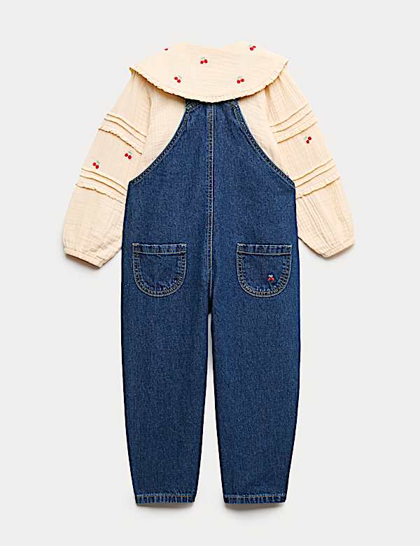 Latzhosen-Outfit mit hohem Baumwollanteil und Stickerei (2&ndash;10 J.) - AT