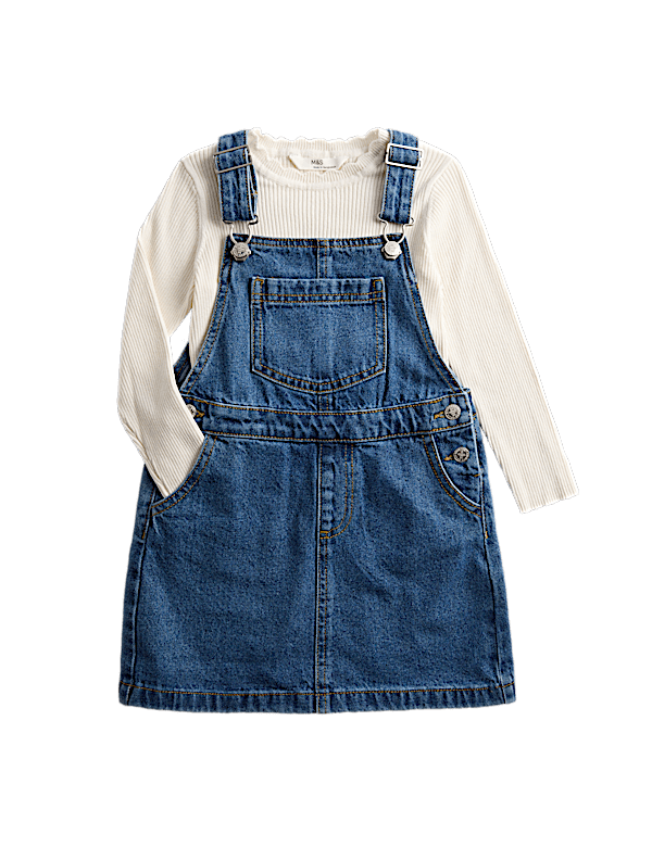 2pc Pure Cotton Denim Pinafore Outfit (2-8 Yrs)