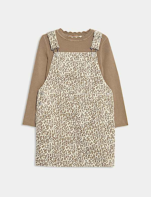 2pc Pure Cotton Leopard Pinafore Outfit (2-8 Yrs) - RS