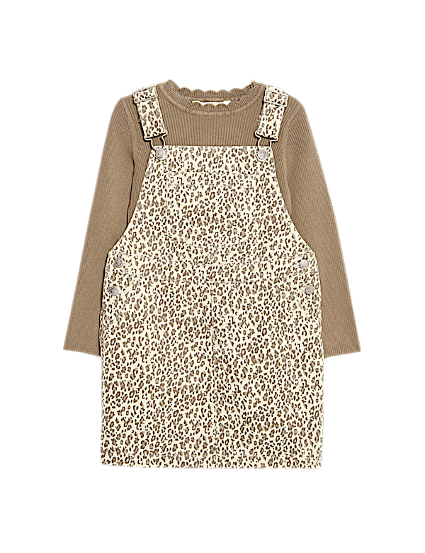 2pc Pure Cotton Leopard Pinafore Outfit (2-8 Yrs)