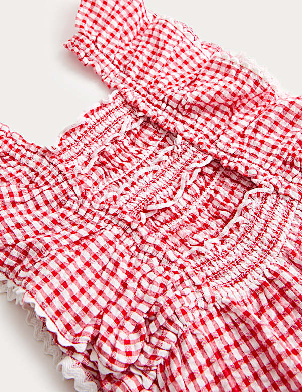 Pure Cotton Gingham Jumpsuit (2-10 Yrs)