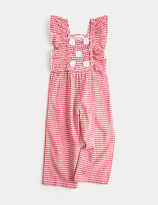 Čistě bavlněn&yacute; overal z materi&aacute;lu gingham (2&ndash;10 let) - CZ