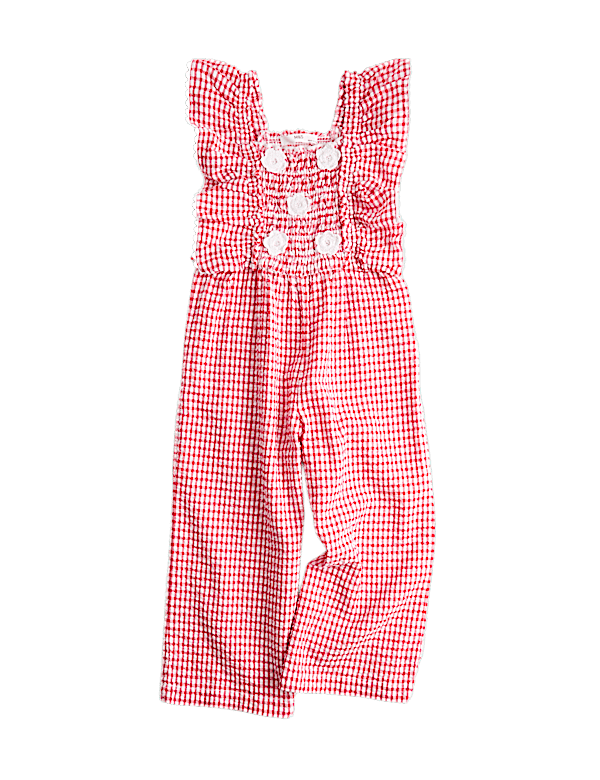 Pure Cotton Gingham Jumpsuit (2-10 Yrs)