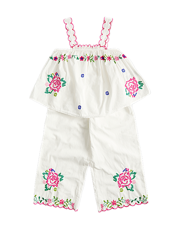 2 Piece Pure Cotton Embroidered Outfit (2-10 Yrs)