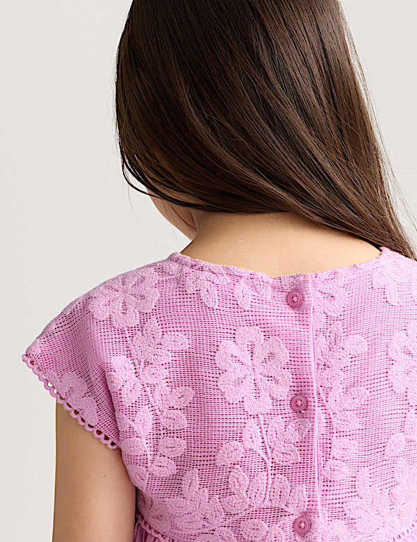 Pure Cotton Floral Lace Dress (2-10 Yrs)