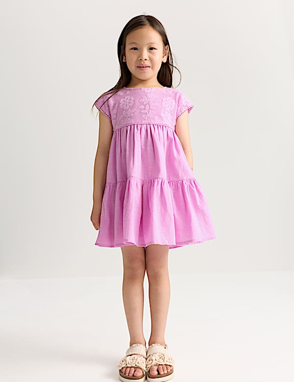 Pure Cotton Floral Lace Dress (2-10 Yrs)