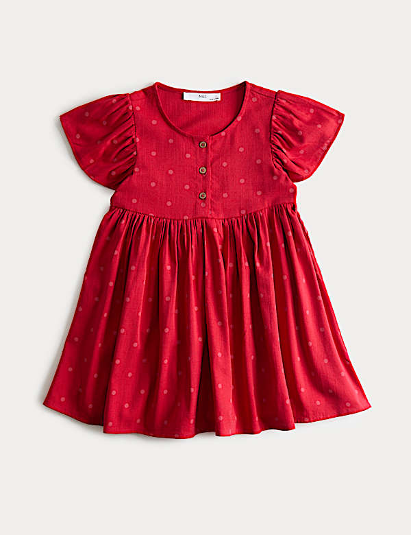 שמלת נקודות מכותנה טהורה (2-&rlm;10 שנים) - IL