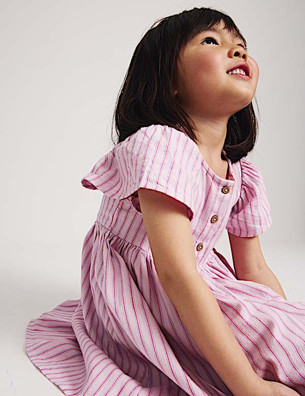 Pure Cotton Striped Dress (2-10 Yrs) - MV