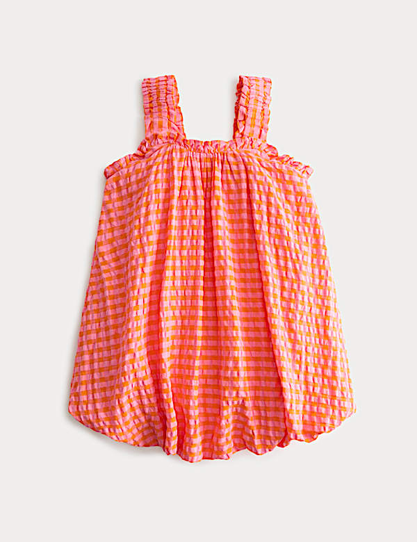 Pure Cotton Gingham Puffball Dress (2-10 Yrs) - ES