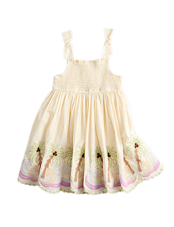 Pure Cotton Palm Tree Sleeveless Dress (2-10 Yrs)