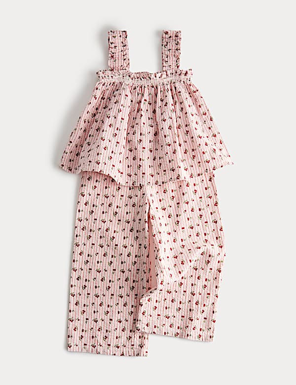 2 Piece Pure Cotton Cherry Striped Outfit (2-10 Yrs)