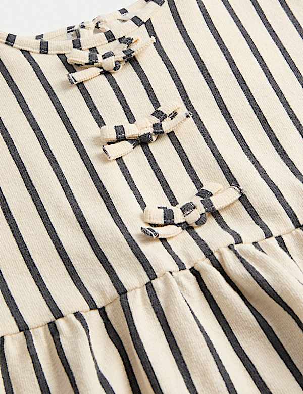 Pure Cotton Striped Bow Dress (2-8 Yrs)
