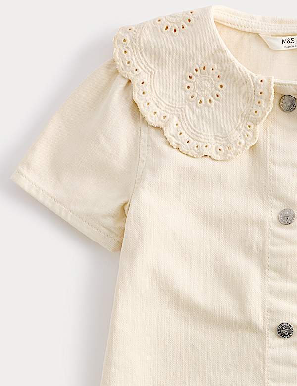 Cotton Rich Broderie Collar Dress (2-10 Yrs)