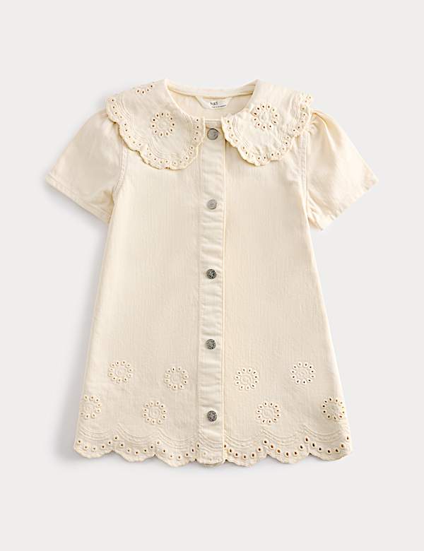 Cotton Rich Broderie Collar Dress (2-10 Yrs)