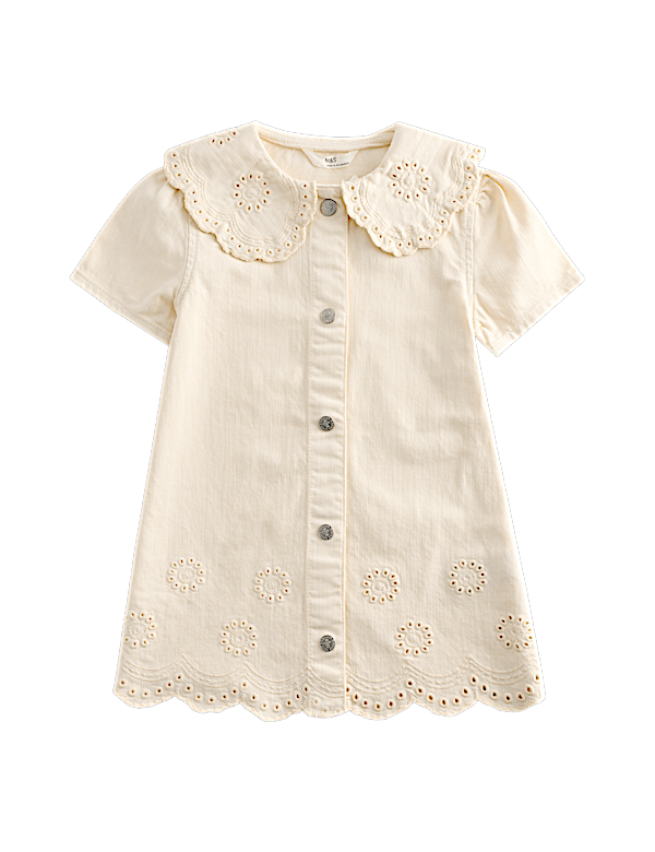 Cotton Rich Broderie Collar Dress (2-10 Yrs)