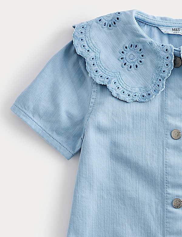Cotton Rich Broderie Collar Dress (2-10 Yrs)