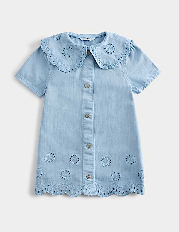 Cotton Rich Broderie Collar Dress (2-10 Yrs)