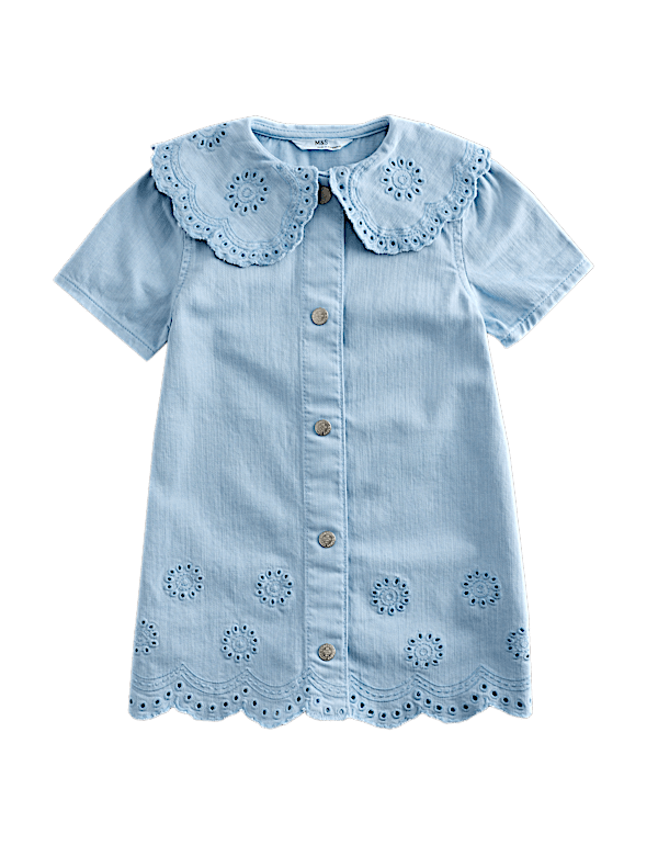 Cotton Rich Broderie Collar Dress (2-10 Yrs)