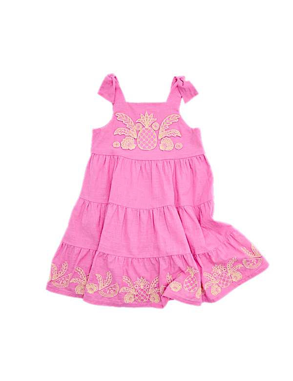 Pure Cotton Embroidered Dress (2-10 Yrs)