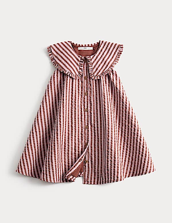 Pure Cotton Stripe Collared Dress (2-8 Yrs)